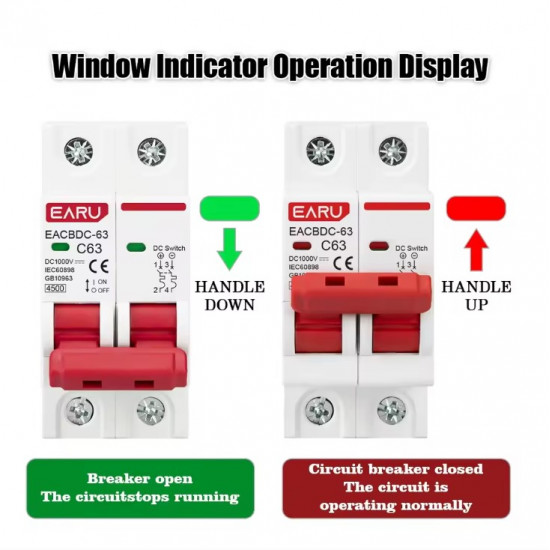 Автоматичен предпазител DC 2P 1000V EARU до 63А
