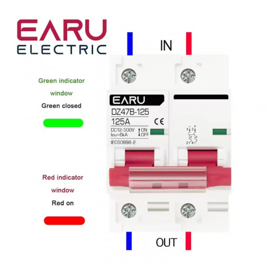 Автоматичен предпазител DC 2P 1000V EARU до 125А