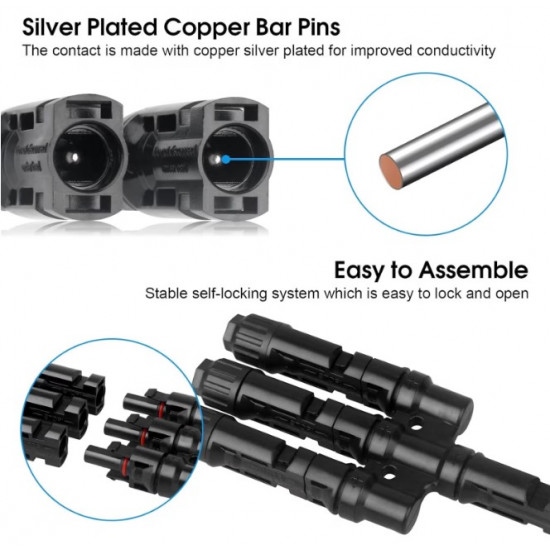 Комплект конектори MC4 - Y-branch 3в1 за паралелно свързване на соларни панели